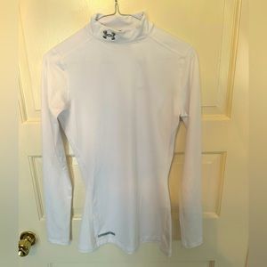 Under Armour, women’s fitted Cold gear, white long sleeve top, size small